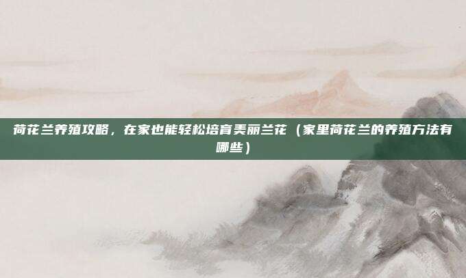 荷花兰养殖攻略,在家也能轻松培育美丽兰花(家里荷花兰的养殖方法有哪些)