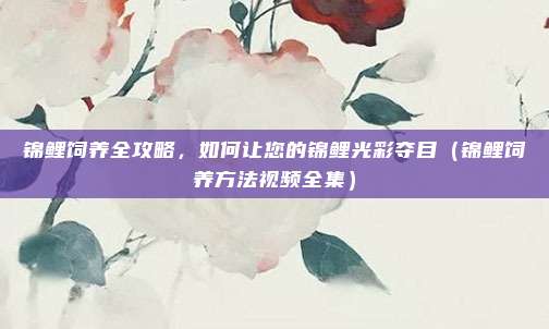 锦鲤饲养全攻略，如何让您的锦鲤光彩夺目（锦鲤饲养方法视频全集）