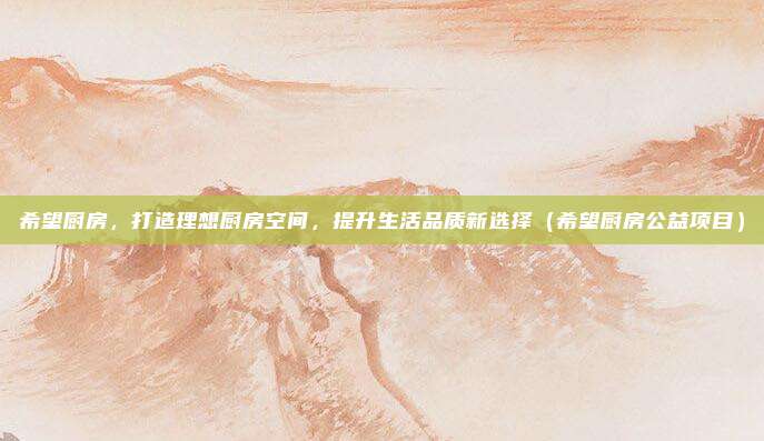 希望厨房，打造理想厨房空间，提升生活品质新选择（希望厨房公益项目）