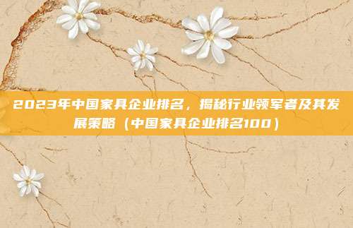 2023年中国家具企业排名，揭秘行业领军者及其发展策略（中国家具企业排名100）