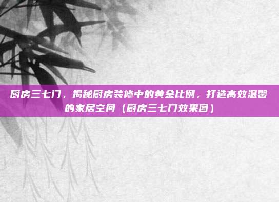 厨房三七门,揭秘厨房装修中的黄金比例,打造高效温馨的家居空间(厨房三七门效果图)