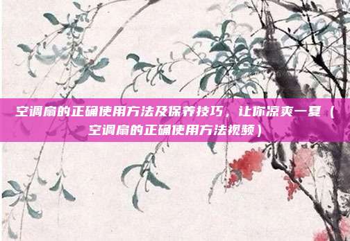 空调扇的正确使用方法及保养技巧，让你凉爽一夏（空调扇的正确使用方法视频）