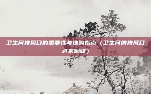 卫生间排风口的重要性与选购指南（卫生间的排风口进来烟味）
