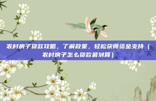 农村房子贷款攻略,了解政策,轻松获得资金支持(农村房子怎么贷款最划算)