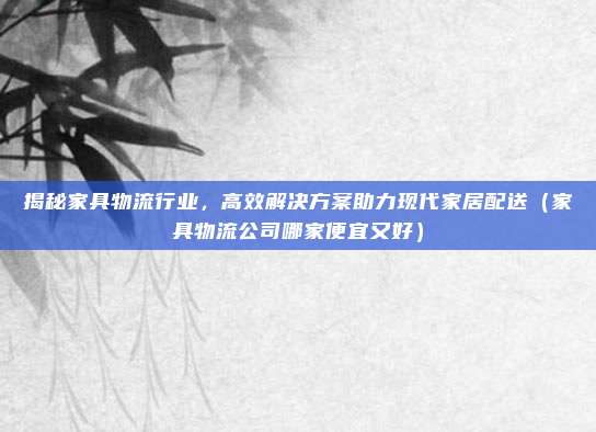揭秘家具物流行业，高效解决方案助力现代家居配送（家具物流公司哪家便宜又好）