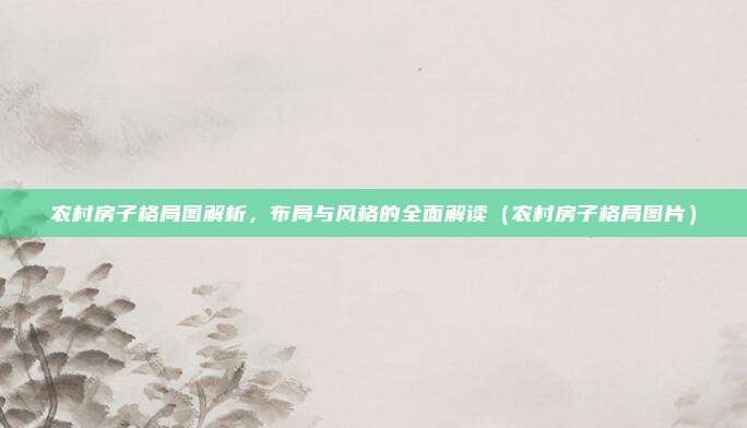 农村房子格局图解析，布局与风格的全面解读（农村房子格局图片）