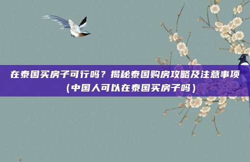 在泰国买房子可行吗？揭秘泰国购房攻略及注意事项（中国人可以在泰国买房子吗）