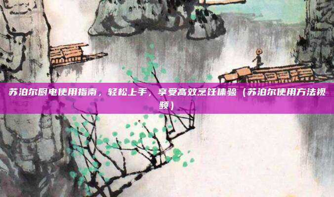 苏泊尔厨电使用指南，轻松上手，享受高效烹饪体验（苏泊尔使用方法视频）