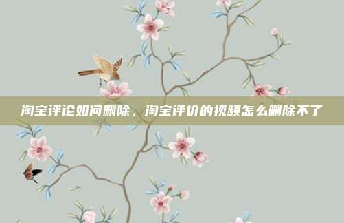 淘宝评论如何删除,淘宝评价的视频怎么删除不了