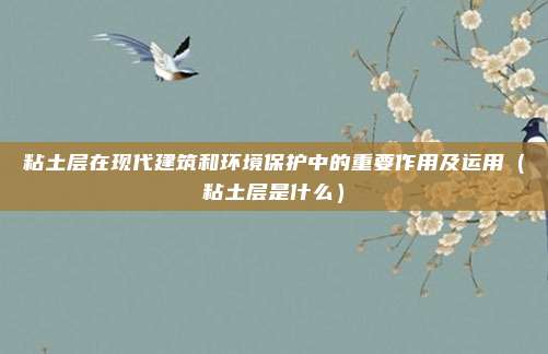 粘土层在现代建筑和环境保护中的重要作用及运用（粘土层是什么）