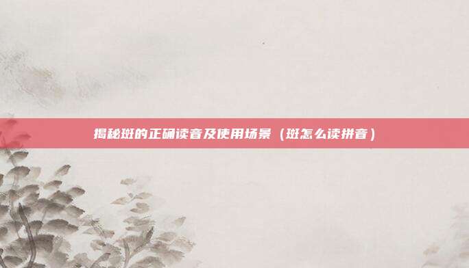 揭秘斑的正确读音及使用场景(斑怎么读拼音)