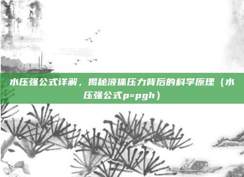 水压强公式详解，揭秘液体压力背后的科学原理（水压强公式p=pgh）