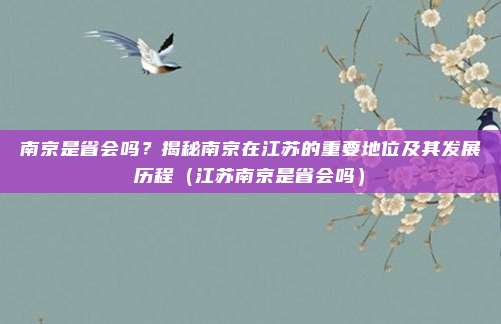 南京是省会吗？揭秘南京在江苏的重要地位及其发展历程（江苏南京是省会吗）