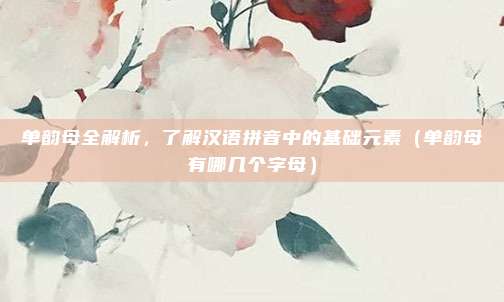 单韵母全解析，了解汉语拼音中的基础元素（单韵母有哪几个字母）