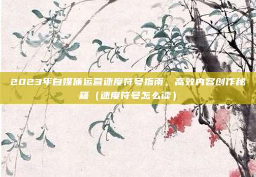 2023年自媒体运营速度符号指南，高效内容创作秘籍（速度符号怎么读）