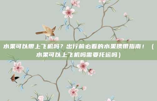 水果可以带上飞机吗？出行前必看的水果携带指南！（水果可以上飞机吗需要托运吗）