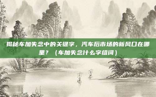 揭秘车加失念中的关键字，汽车后市场的新风口在哪里？（车加失念什么字组词）