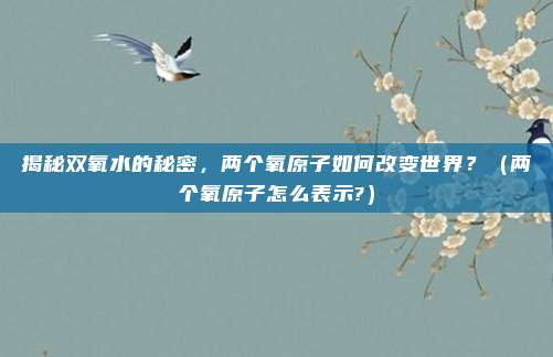 揭秘双氧水的秘密，两个氧原子如何改变世界？（两个氧原子怎么表示?）