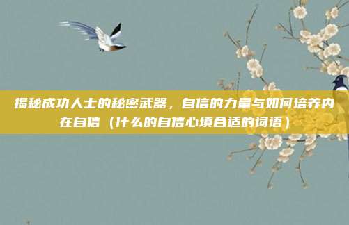 揭秘成功人士的秘密武器,自信的力量与如何培养内在自信(什么的自信心填合适的词语)