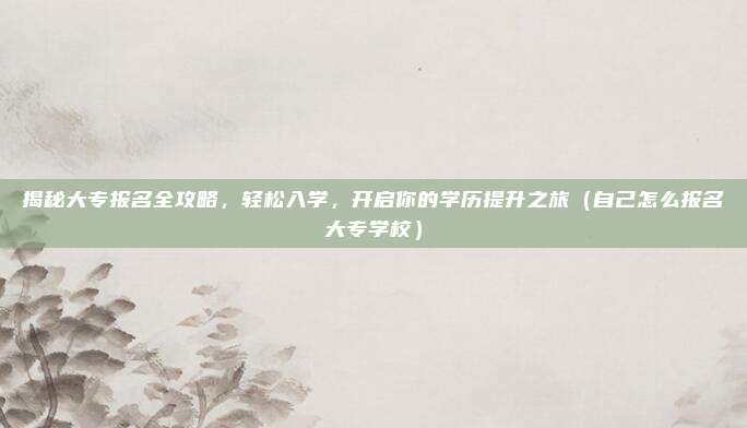 揭秘大专报名全攻略，轻松入学，开启你的学历提升之旅（自己怎么报名大专学校）