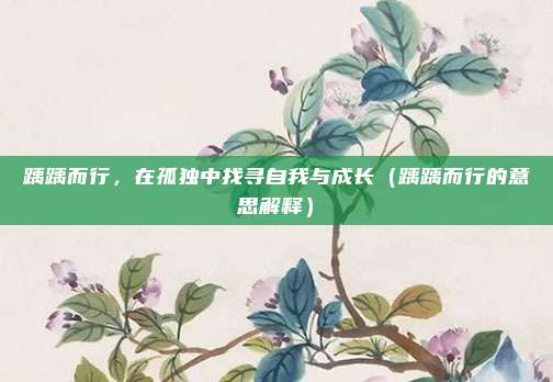 踽踽而行，在孤独中找寻自我与成长（踽踽而行的意思解释）