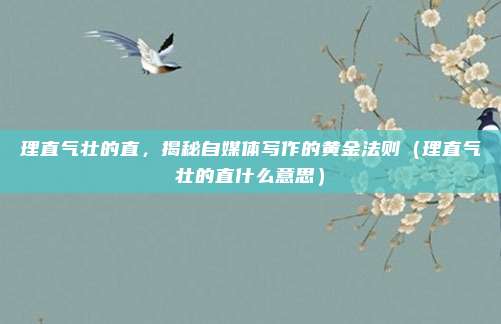 理直气壮的直，揭秘自媒体写作的黄金法则（理直气壮的直什么意思）