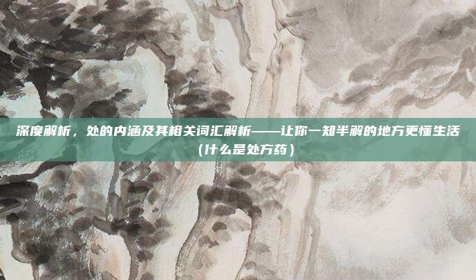 深度解析,处的内涵及其相关词汇解析——让你一知半解的地方更懂生活(什么是处方药)