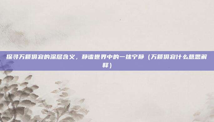 探寻万籁俱寂的深层含义，静谧世界中的一抹宁静（万籁俱寂什么意思解释）
