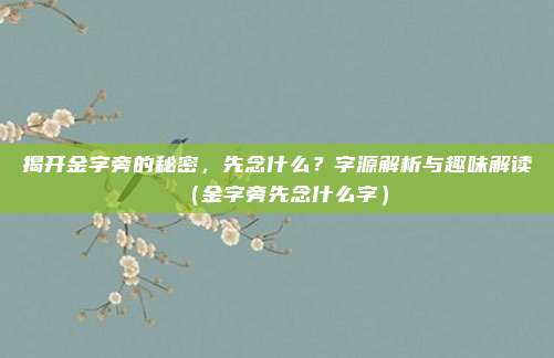 揭开金字旁的秘密，先念什么？字源解析与趣味解读（金字旁先念什么字）