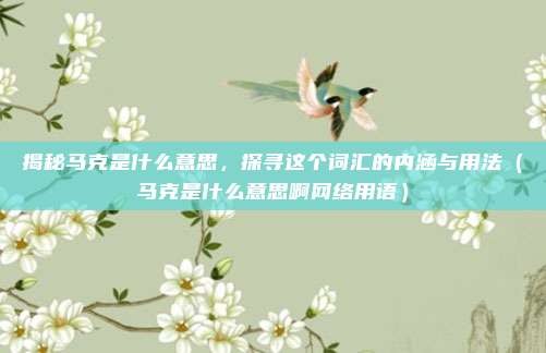 揭秘马克是什么意思，探寻这个词汇的内涵与用法（马克是什么意思啊网络用语）