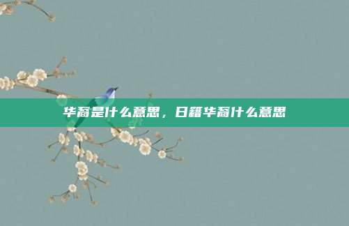华裔是什么意思,日籍华裔什么意思