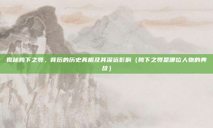 揭秘胯下之辱，背后的历史真相及其深远影响（胯下之辱是哪位人物的典故）
