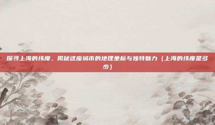 探寻上海的纬度，揭秘这座城市的地理坐标与独特魅力（上海的纬度是多少）