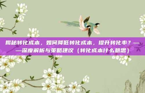 揭秘转化成本，如何降低转化成本，提升转化率？——深度解析与策略建议（转化成本什么意思）