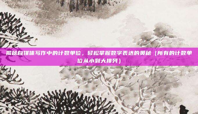 揭秘自媒体写作中的计数单位，轻松掌握数字表达的奥秘（所有的计数单位从小到大排列）