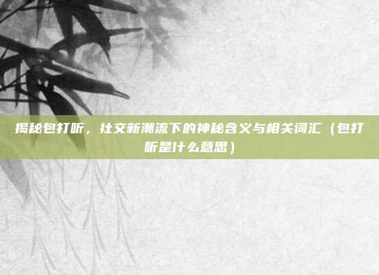 揭秘包打听，社交新潮流下的神秘含义与相关词汇（包打听是什么意思）