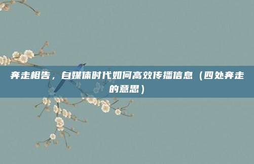 奔走相告，自媒体时代如何高效传播信息（四处奔走的意思）