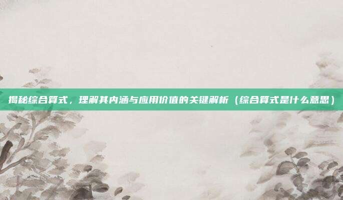 揭秘综合算式，理解其内涵与应用价值的关键解析（综合算式是什么意思）