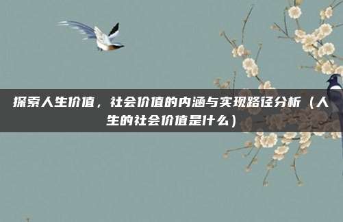 探索人生价值，社会价值的内涵与实现路径分析（人生的社会价值是什么）