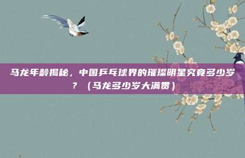 马龙年龄揭秘,中国乒乓球界的璀璨明星究竟多少岁?(马龙多少岁大满贯)