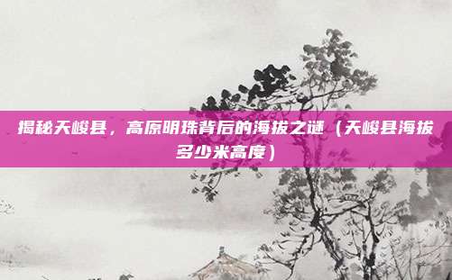 揭秘天峻县,高原明珠背后的海拔之谜(天峻县海拔多少米高度)