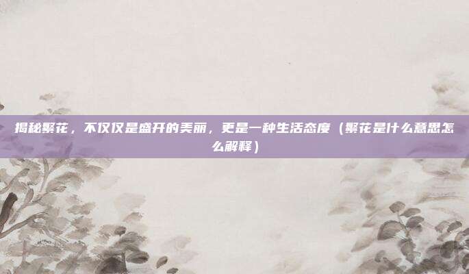 揭秘繁花，不仅仅是盛开的美丽，更是一种生活态度（繁花是什么意思怎么解释）