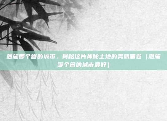 恩施哪个省的城市，揭秘这片神秘土地的美丽画卷（恩施哪个省的城市最好）