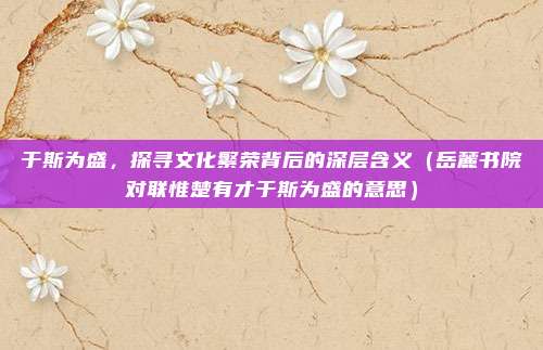 于斯为盛，探寻文化繁荣背后的深层含义（岳麓书院对联惟楚有才于斯为盛的意思）