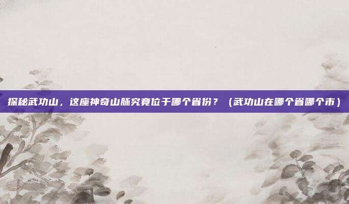 探秘武功山，这座神奇山脉究竟位于哪个省份？（武功山在哪个省哪个市）