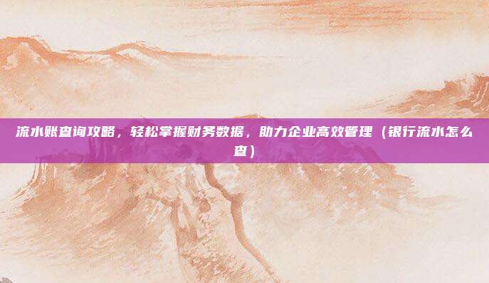 流水账查询攻略，轻松掌握财务数据，助力企业高效管理（银行流水怎么查）