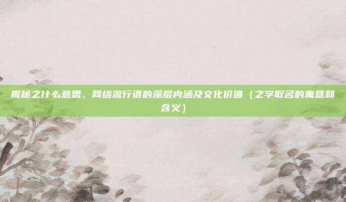 揭秘之什么意思，网络流行语的深层内涵及文化价值（之字取名的寓意和含义）
