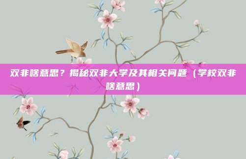 双非啥意思？揭秘双非大学及其相关问题（学校双非啥意思）