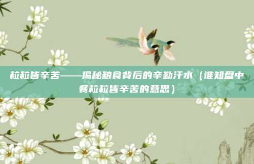 粒粒皆辛苦——揭秘粮食背后的辛勤汗水（谁知盘中餐粒粒皆辛苦的意思）