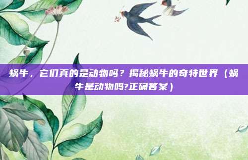 蜗牛，它们真的是动物吗？揭秘蜗牛的奇特世界（蜗牛是动物吗?正确答案）